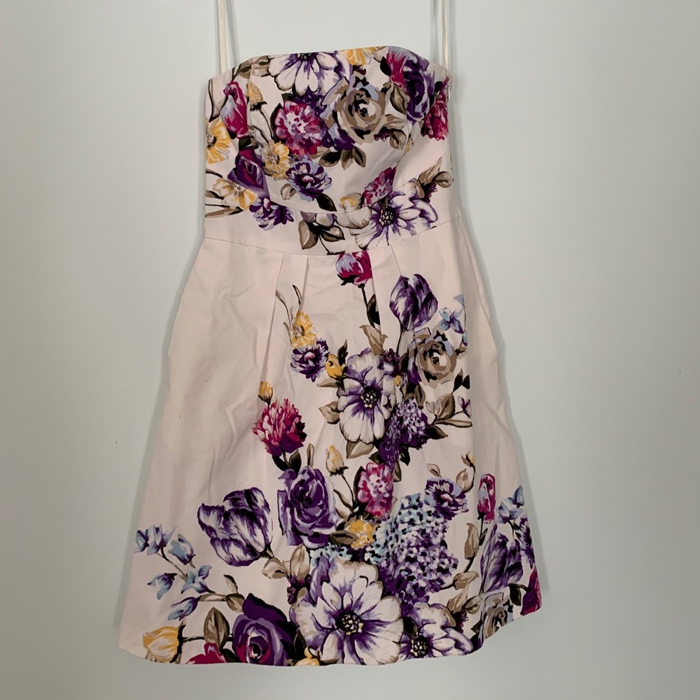 strapless floral white house black market dress